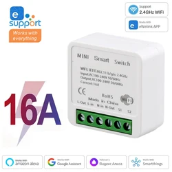 Wifi eWeLink Smart Switch Mini 16A AC110V 220V 230V Switch Support Two-way Control Sharing Funtion Work With Alexa Google Home