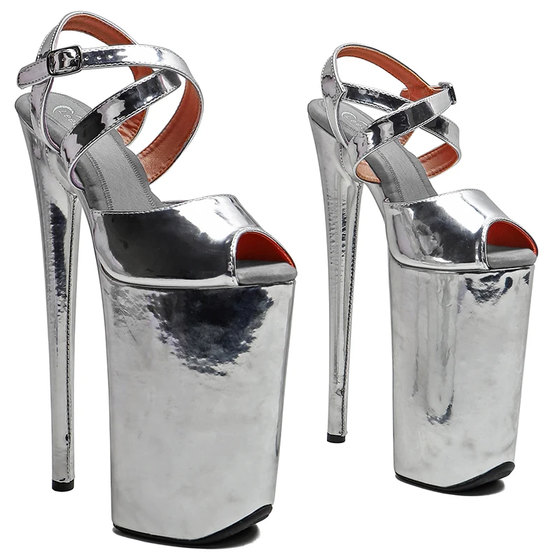 

Leecabe 23CM / 9inches Shiny PU Upper open toe fashion Platform High Heels Sandals stripper heel Pole Dance shoes