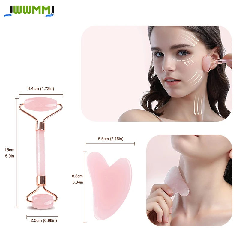 1pcs Facial Roller Massage Tool Natural Rose Quartz for Face,Eyes,Neck,Relieve Fine Lines and Wrinkles and Body Muscle Relaxing