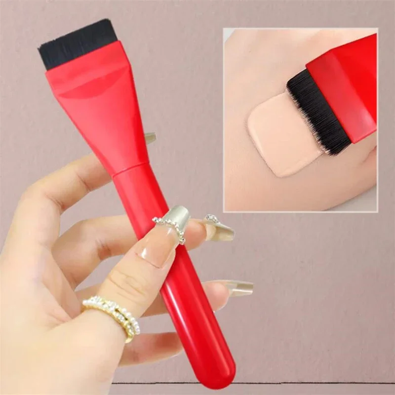 Ultra Thin Foundation Brush Red Handle Face Contour Brush Flat Head Make Up Blending Foundation Cream Makeup Brush Beauty Tools