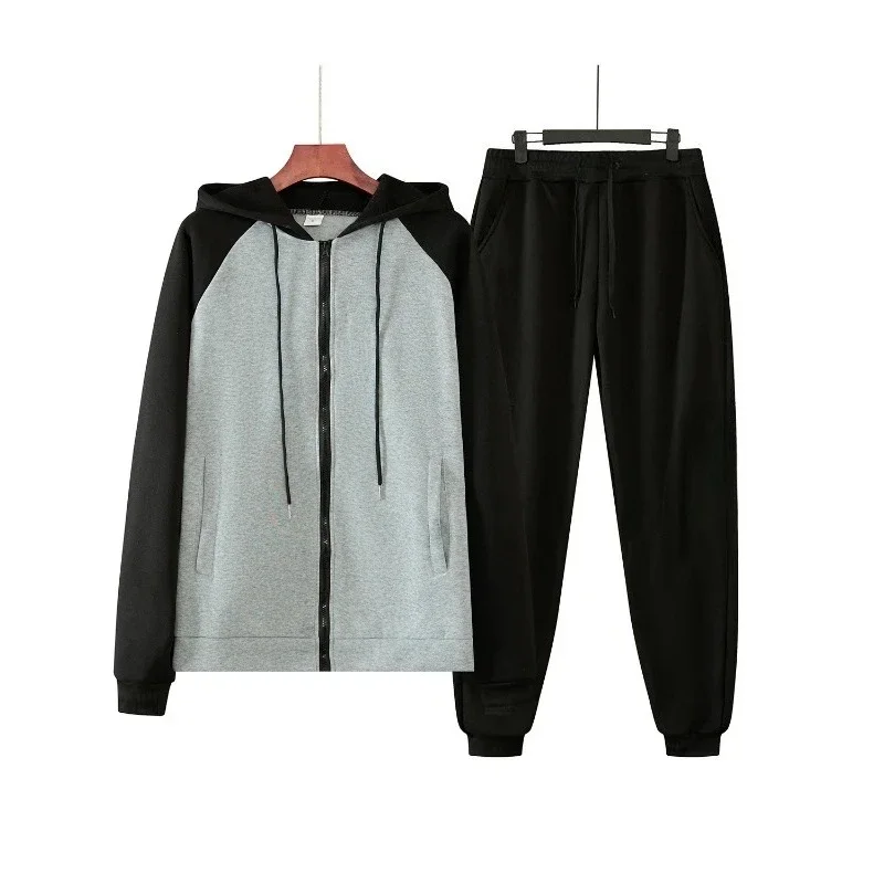 Men's New Zip-Up Color Block Sweatshirts for  Hooded Autumn Winter Fashion Comfortable Hot Sales Sweatpants jogging leisure suit