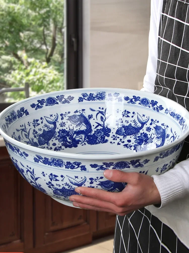 Chinese Ceramics Bowl Blue And White  Old Porcelain Pickled Fish Soup Noodles Bowl