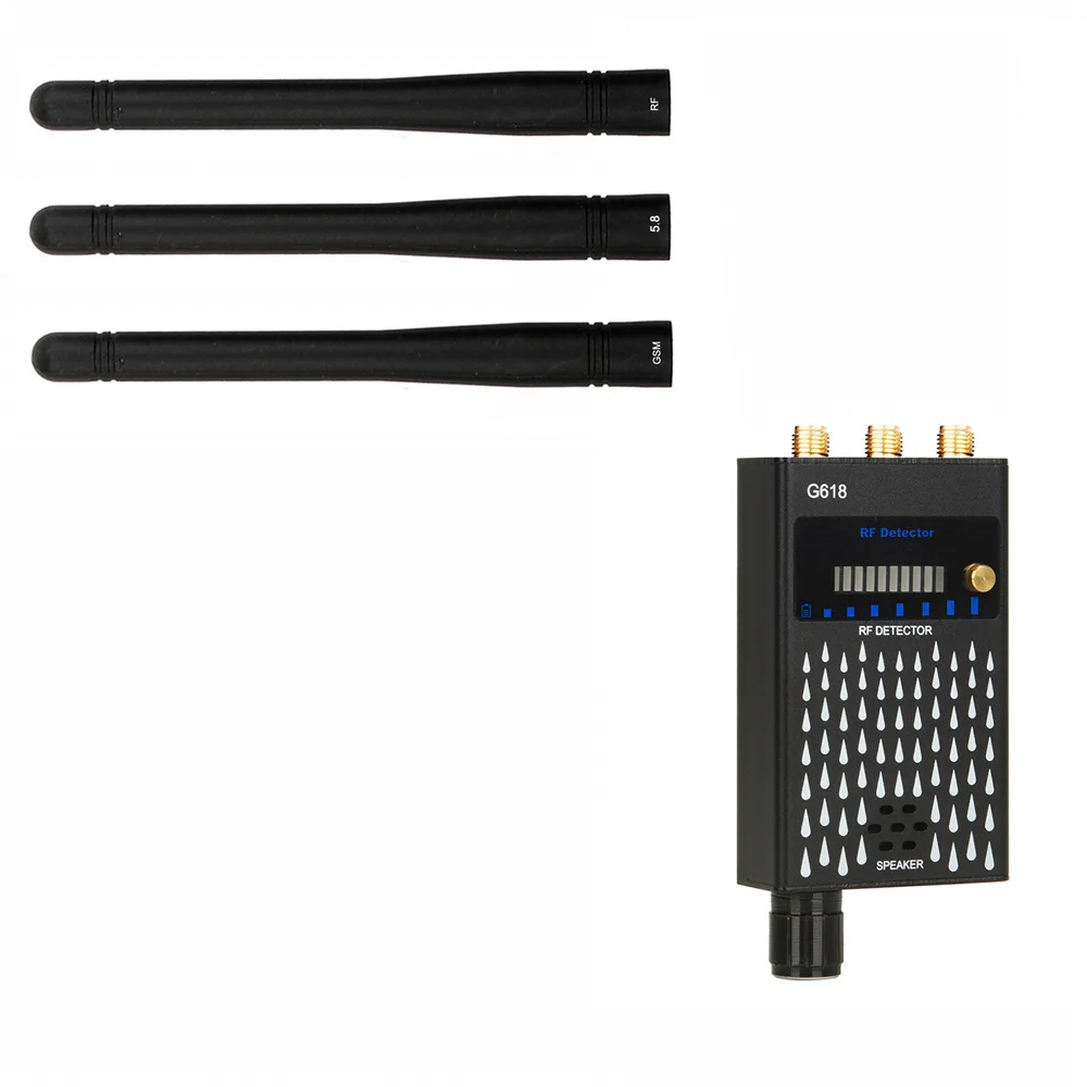 Three Antennas RF Signal Detector GSM Device GPS Tracker Lens Anti Spy Bug Detects Wireless Hidden Camera Full Range Finder G618