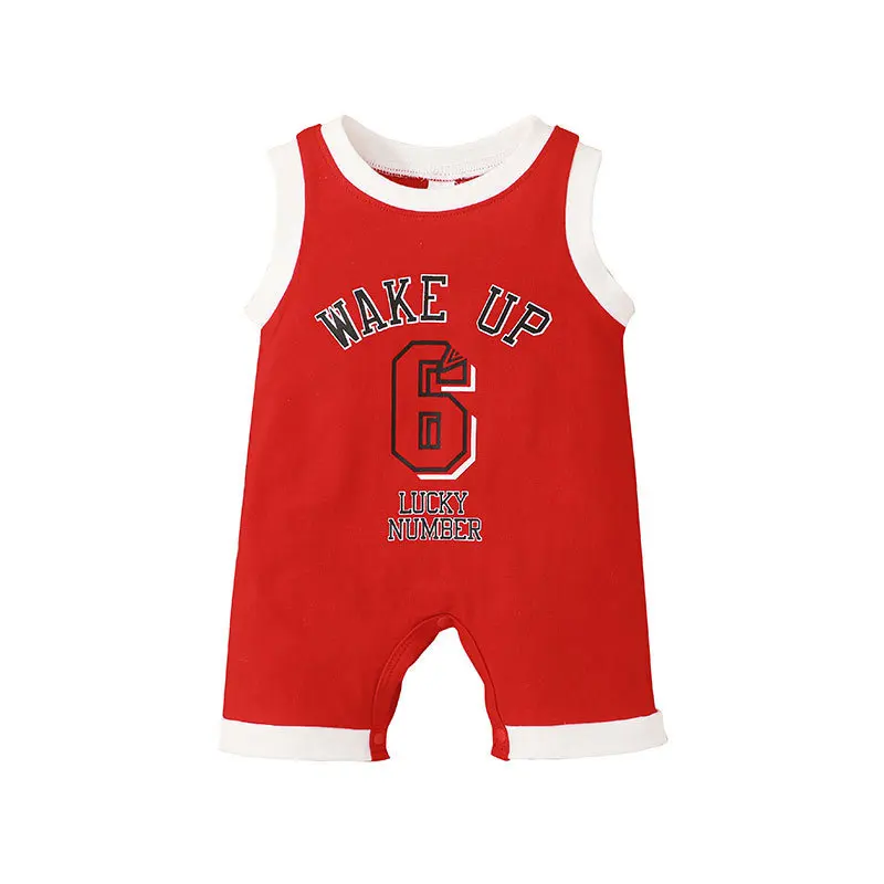 2023  Baby Rompers Newborn Sleeveless Climb Clothing Baby Boy Basketball Sports Jumpsuit Toddler Costume Summer