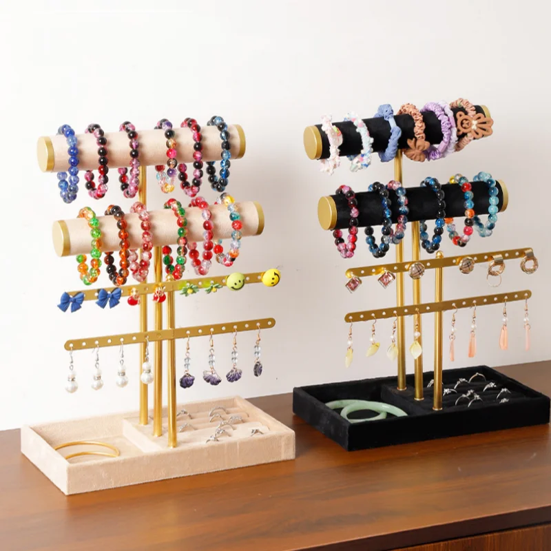 3 Tier Bracelet Holder Display - Detachable T Bar Velvet Bracelet Holder, Jewelry Holder Organizer for Bracelet, Necklace,