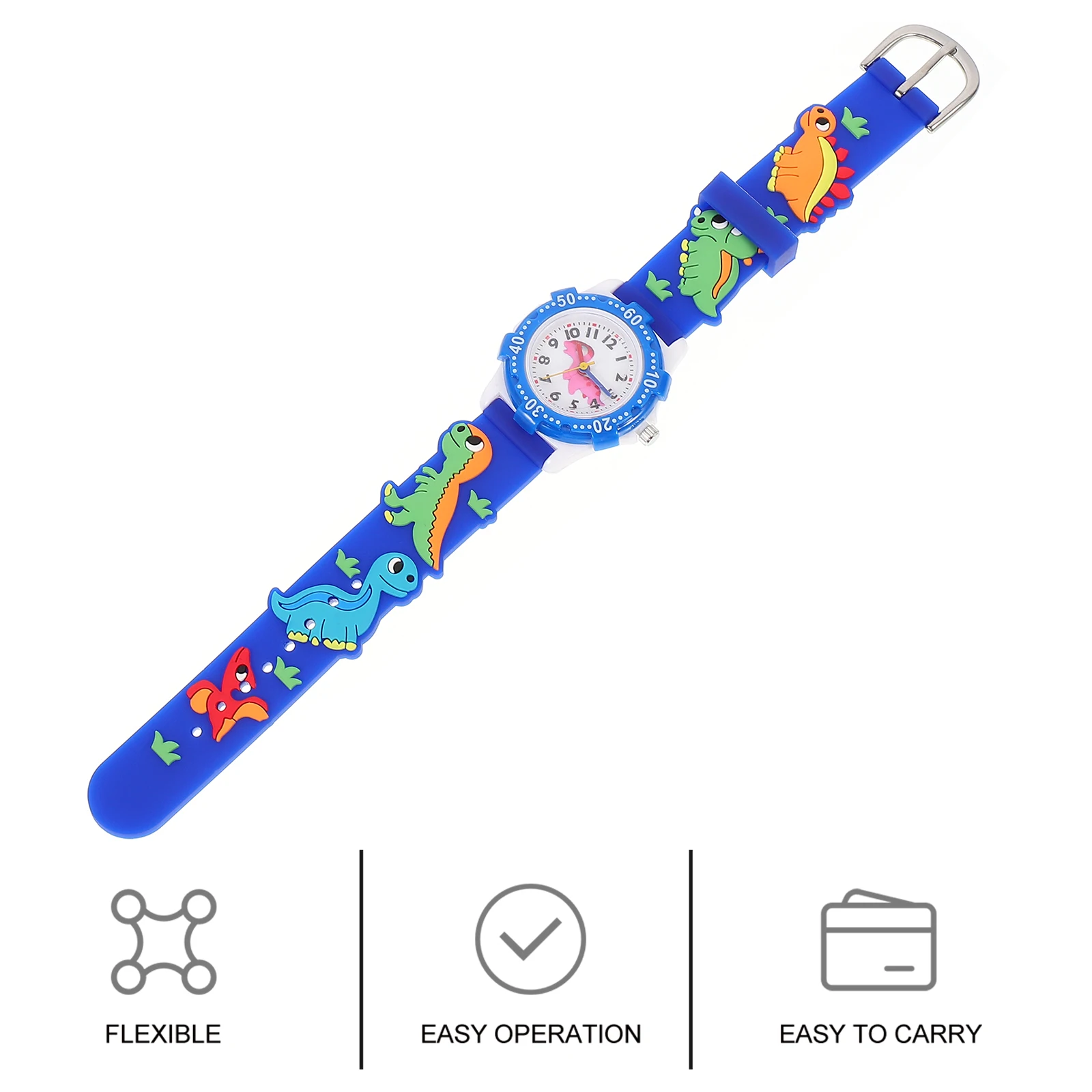 

Silicone Watch for Kids Children's Watches Birthday Gift Blue Toddler Adjustable Strap Cartoon Pattern Clear Numbers Transparent
