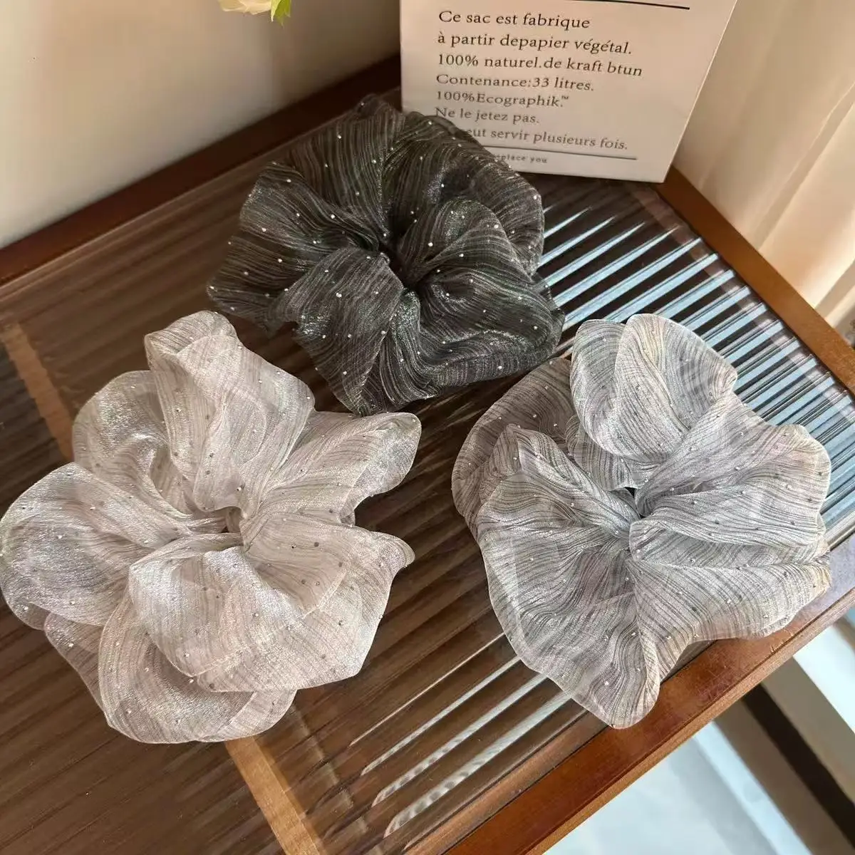 Garn Scrunchies Große Haargummis Bling Glänzend Süß Pferdeschwanz Halter Elastisches Haarband Frauen Haar Zubehör