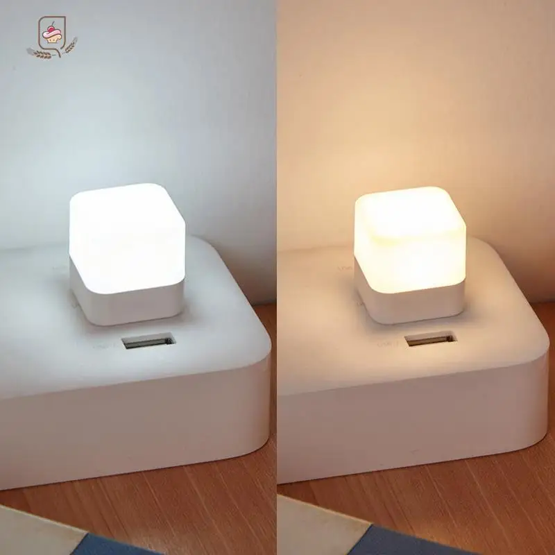 Mini Luz Noturna LED com Plug USB, Carregamento do banco de energia, Luzes do livro, Pequeno Redondo Leitura Eye Proteção Lâmpadas, Equipamento de acampamento, 1Pc