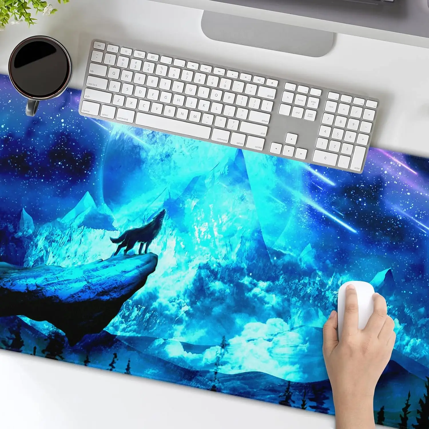 1Pcs Mouse Pads XXL 1Pcs Mouse Pads Cute Gaming Mouse Pad Large Extended Non Slip with Stitched Edges Wolf Office Decor