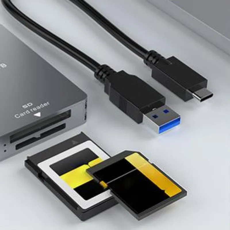 2 in 1 CFexpress Type B SD Card Reader Portable CF Express Reader USB 3.2 10Gbps Dual-Slot with USB C To USB C/A Cable for SLR
