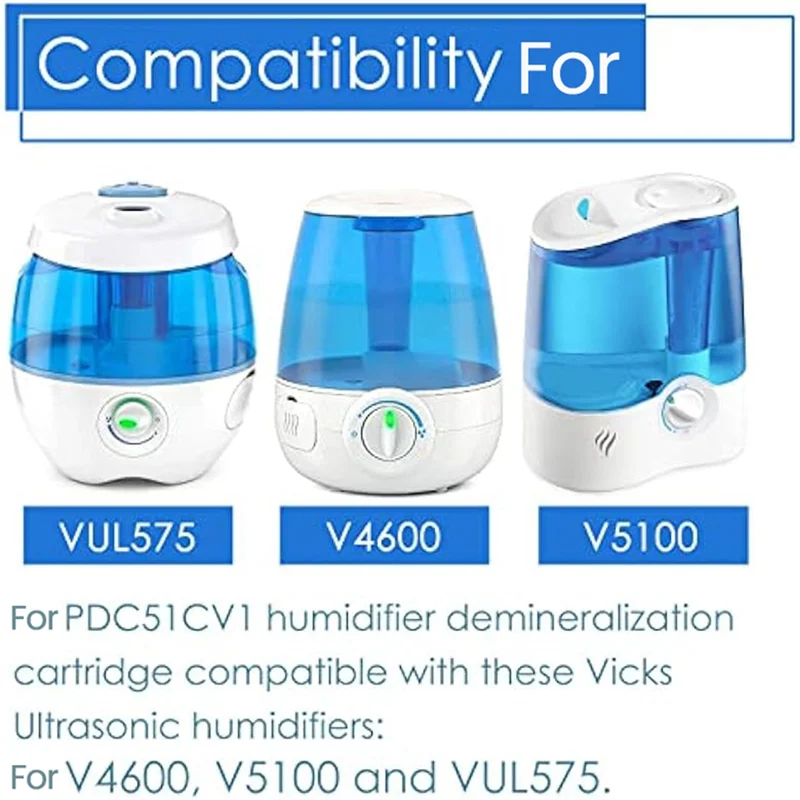 Paquete de 4 cartuchos de desmineralización PDC51V1 para humidificadores ultrasónicos Vick V4600, V5100 y VUL575 filtro humidificador Durable-A58E