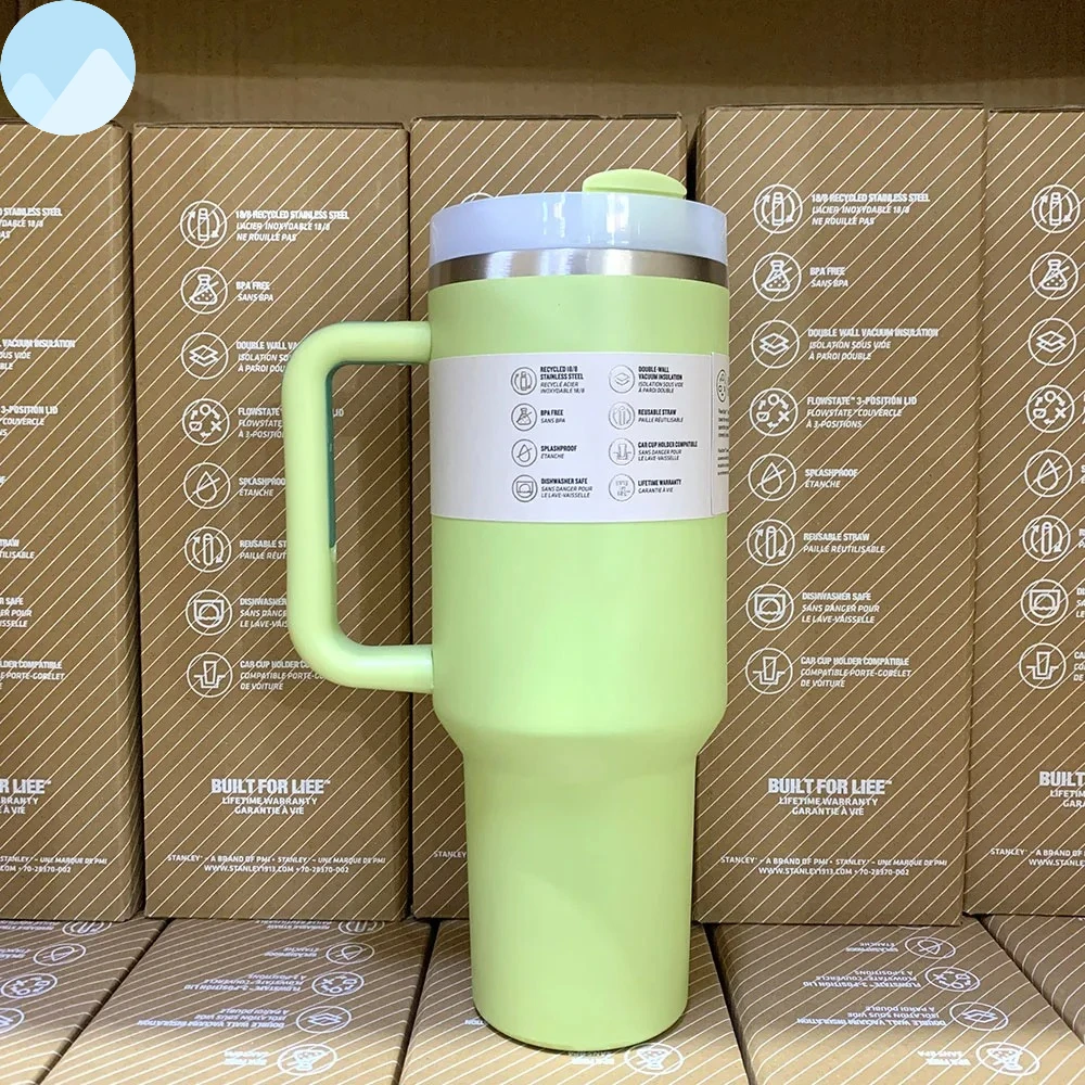 40 أوقية 2025 مقبض القش فراغ معزول سيارة القدح ستار الأزرق غطاء الفولاذ المقاوم للصدأ جدار مزدوج الحرارية مثلج كوب السفر ل s