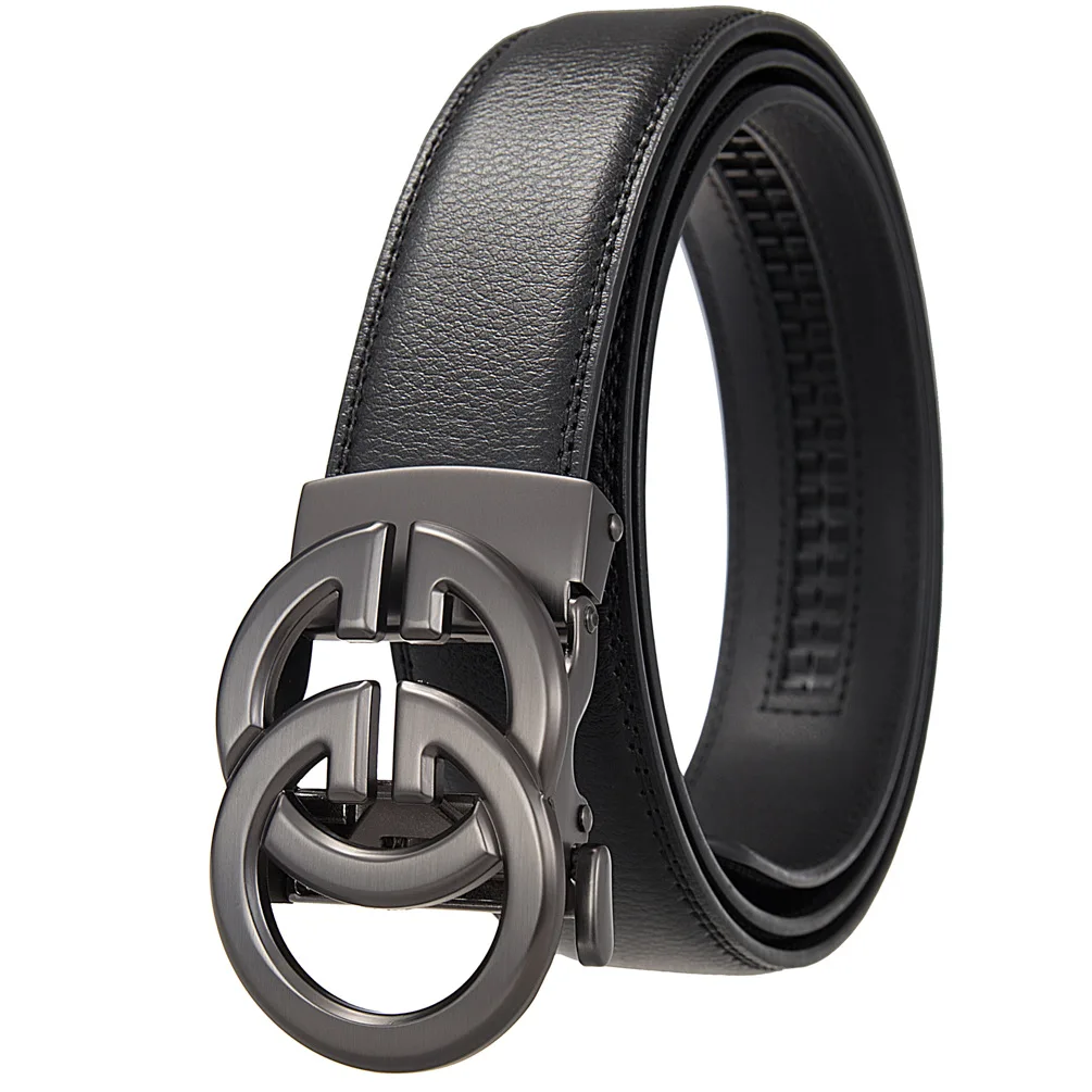 Hochwertiger Echtledergürtel für Herren, luxuriöser Herren-Taillengürtel mit automatischer Metalllegierungsschnalle – Detail 6