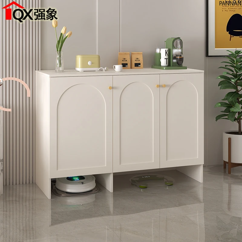 Cream wind dining side cabinet living room tea cabinet sweeping robot storage cabinet