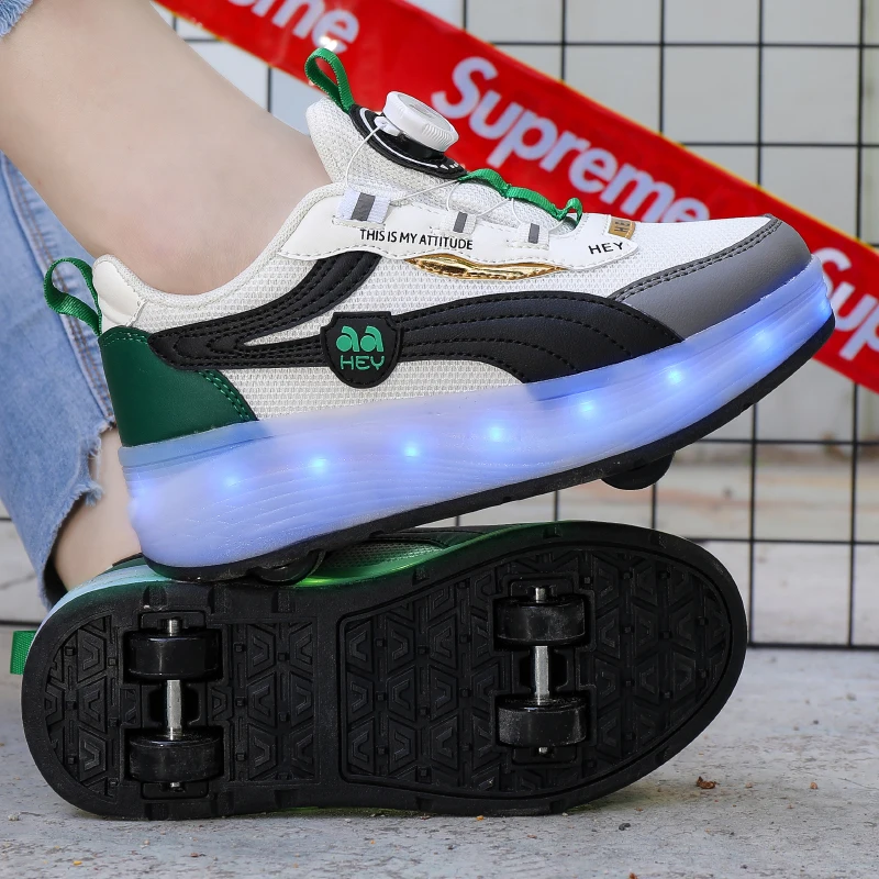 

2025 New Boys' Cool Roller Sneakers: 2-Wheel Multi-Light Wheeled Shoes, Girls' Roller Skates
