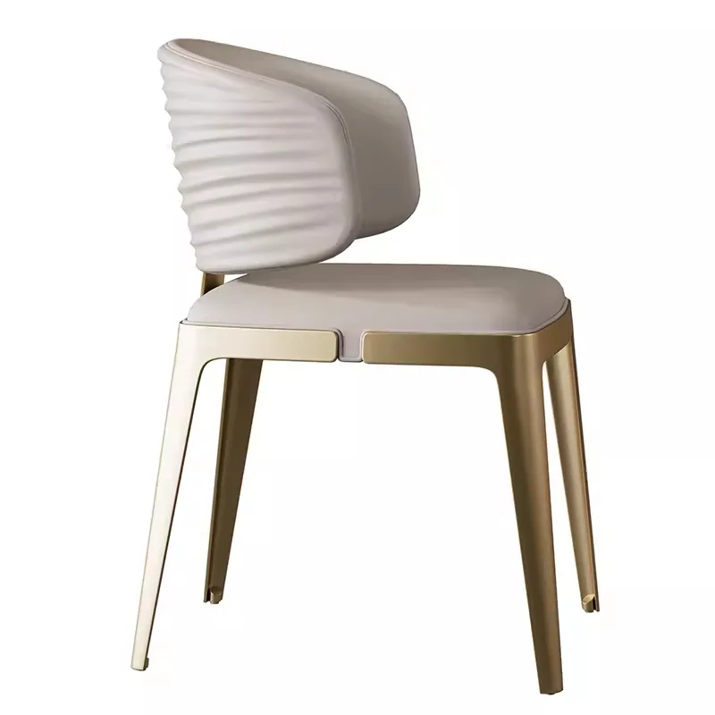 

Italian light luxury dining chair minimalist post-modern home back chair stainless steel personalized creative leather