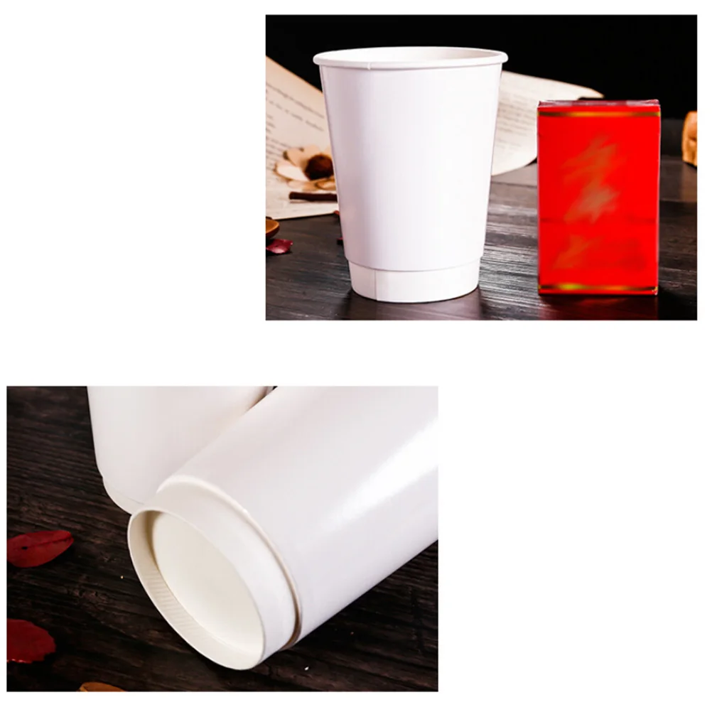 

50 PCS Paper Coffee Cup with Disposable Lid Plastic Cups Lids 16 Oz for Double Layer