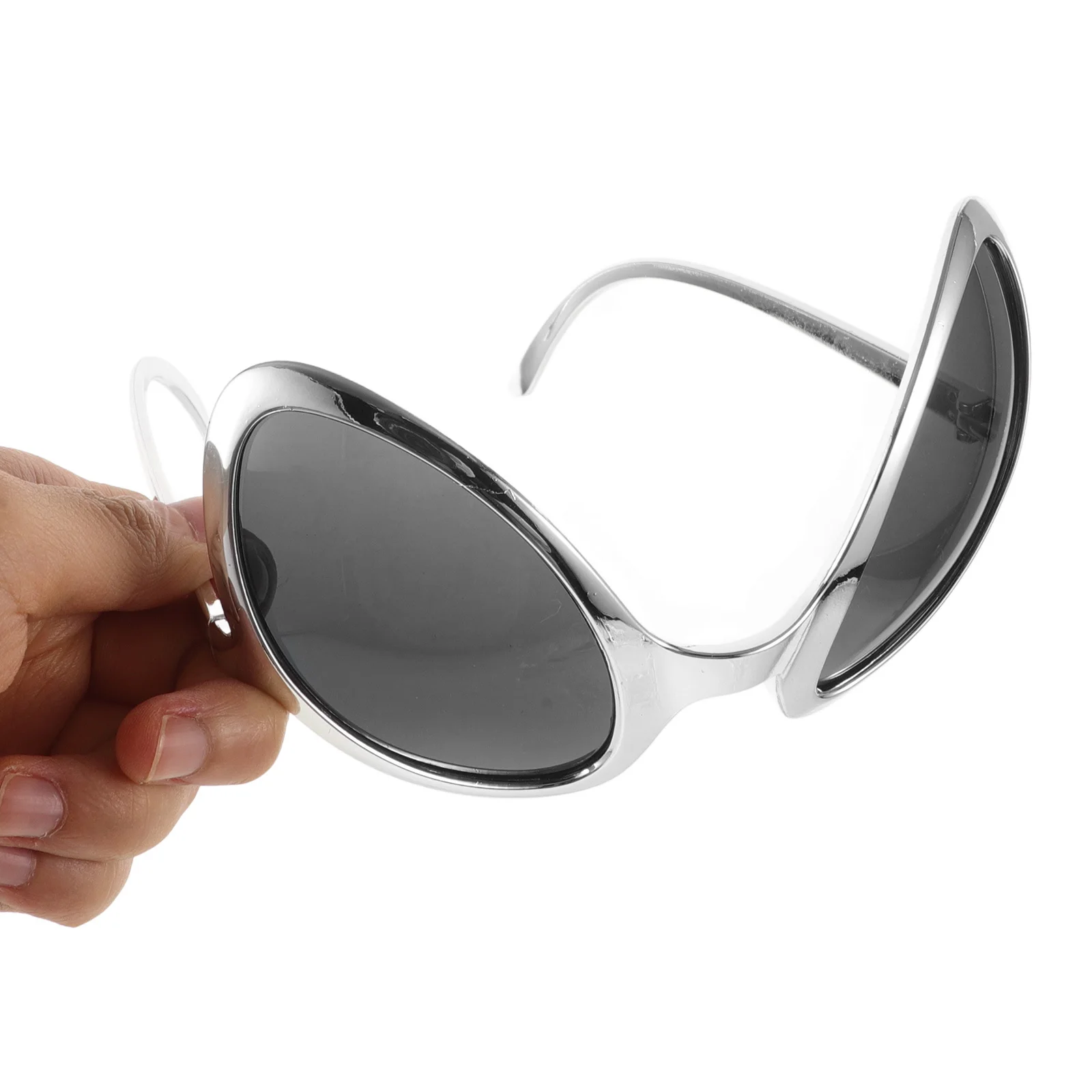 

2Pcs Quirky Funny Glasses Simulation Eyeglasses for Carnival Party Silver Frame Grey Lenses Soft Texture Lightweight