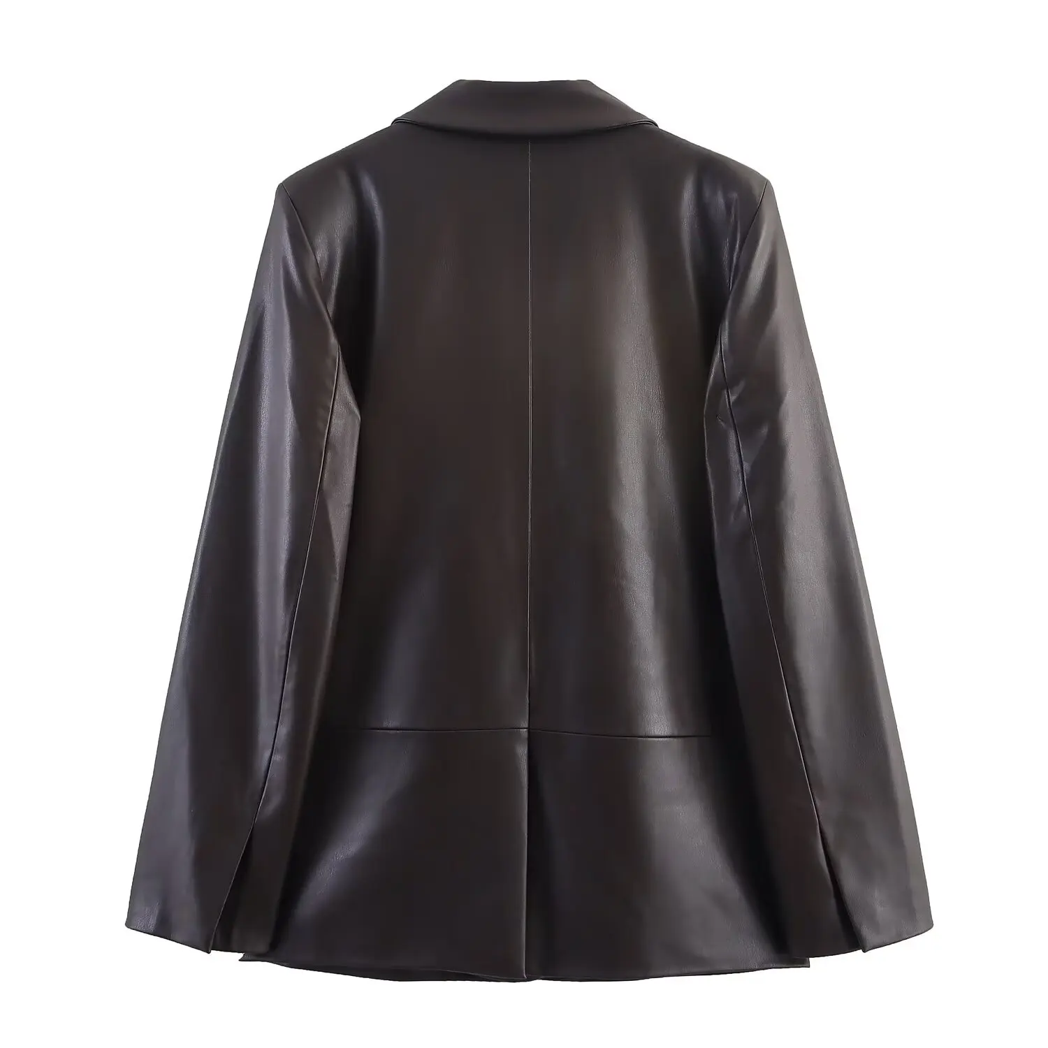 Primavera outono jaquetas streetwear feminino vintage blazers de couro jaqueta feminina terno-gola oversize manga longa casaco casual topos