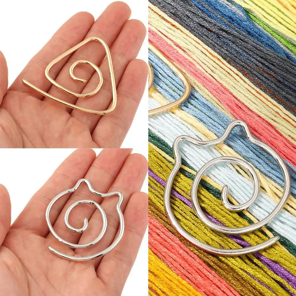 Stainless Steel Spiral Cable Needle Cute Cat Pattern Bent Tapestry Needles Handmade Yarn Sewing Metal Knitting Tool New Design