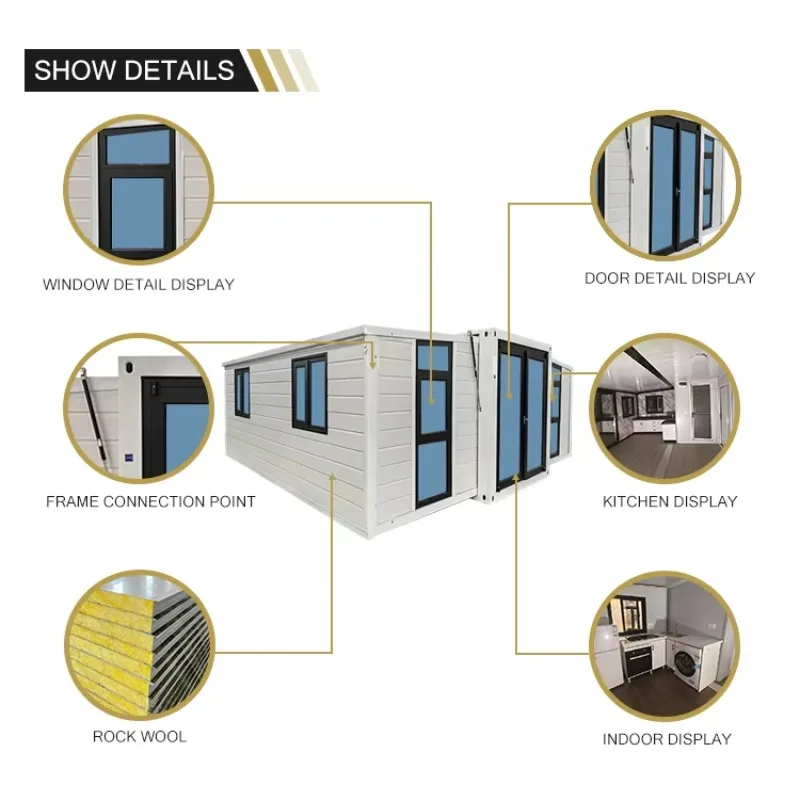 Folding Container House Expandable Modular Home Container Homes Galvanized Steel Frame Waterproof For Hotel Villa Customize