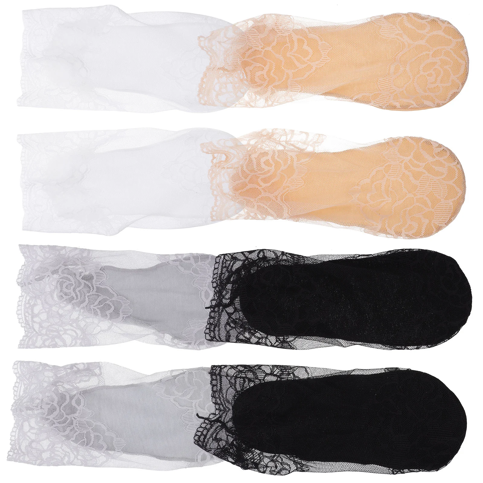 

4 Pairs Women Lace Short Socks Thin Socks Ankle Socks Breathable Socks Lace Socks Shallow Socks Summer Socks