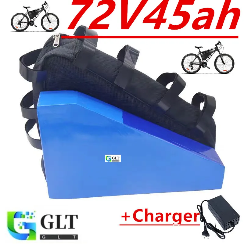

72v 45Ah lithium ion triangle battery BMS li ion 20S for 500w - 6000w Mountain Bike scooter Motorcycle + 10A charger