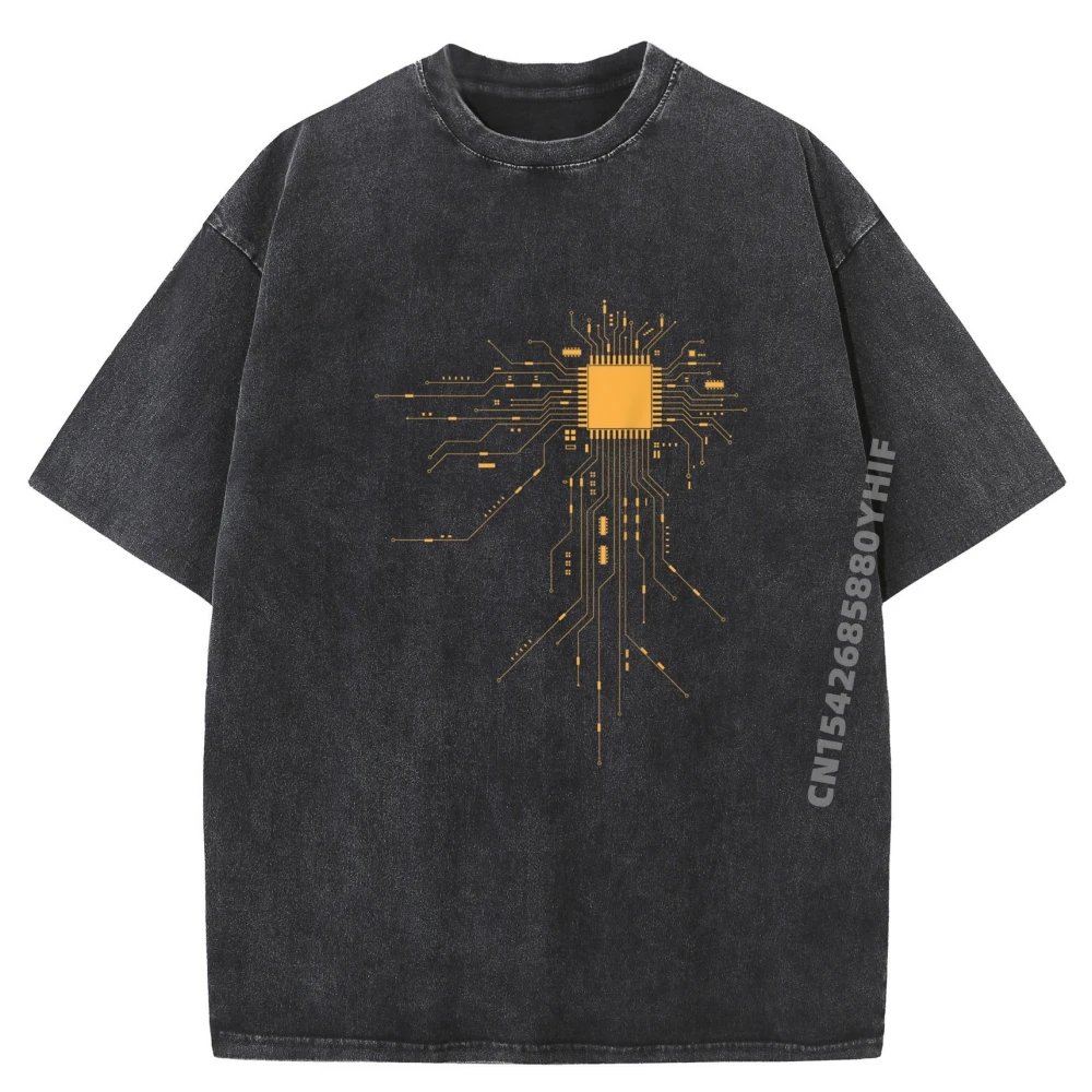 

Cool Computer Geek For Women Youth With Cpu Print Gamer Fashion T Shirt Men Gifts For Men Graphic Washed Shirt
