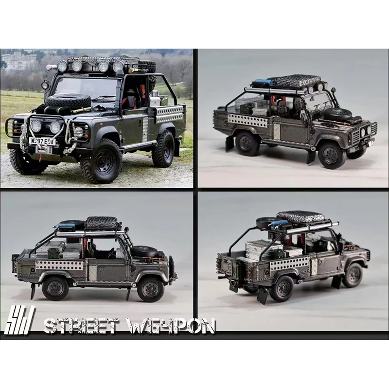 SW In Stock 1:64 Defender Pick Up Silver Many Attachments Diecast Car Model Collection Miniature Toys Street Weapon