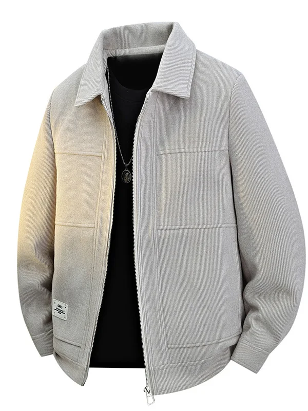 

Men's Casual Slim Fit Collared Jaet Busin Sle Polyester Fiber Long Sve Zipper Closure Faionable Workwear Coat