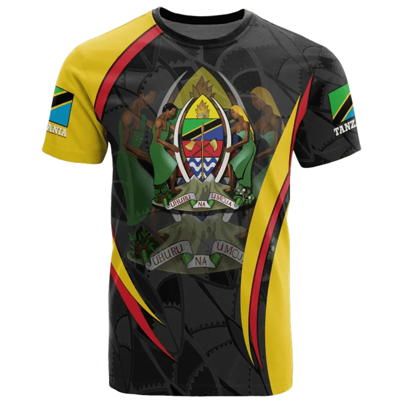 Tanzania Flag Map 3D Print T-shirt For Men Clothing Africa Country Tee Shirts National Emblem Tees Fashion Sportwear Male Tops