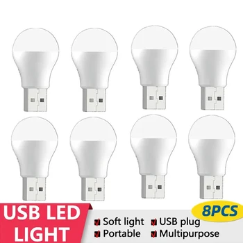 8szt Lampka nocna USB Mini lampka do czytania 5V Lampka do czytania LED Lampka do czytania Przenośny komputer Mobilne ładowanie Lampki LED do książek
