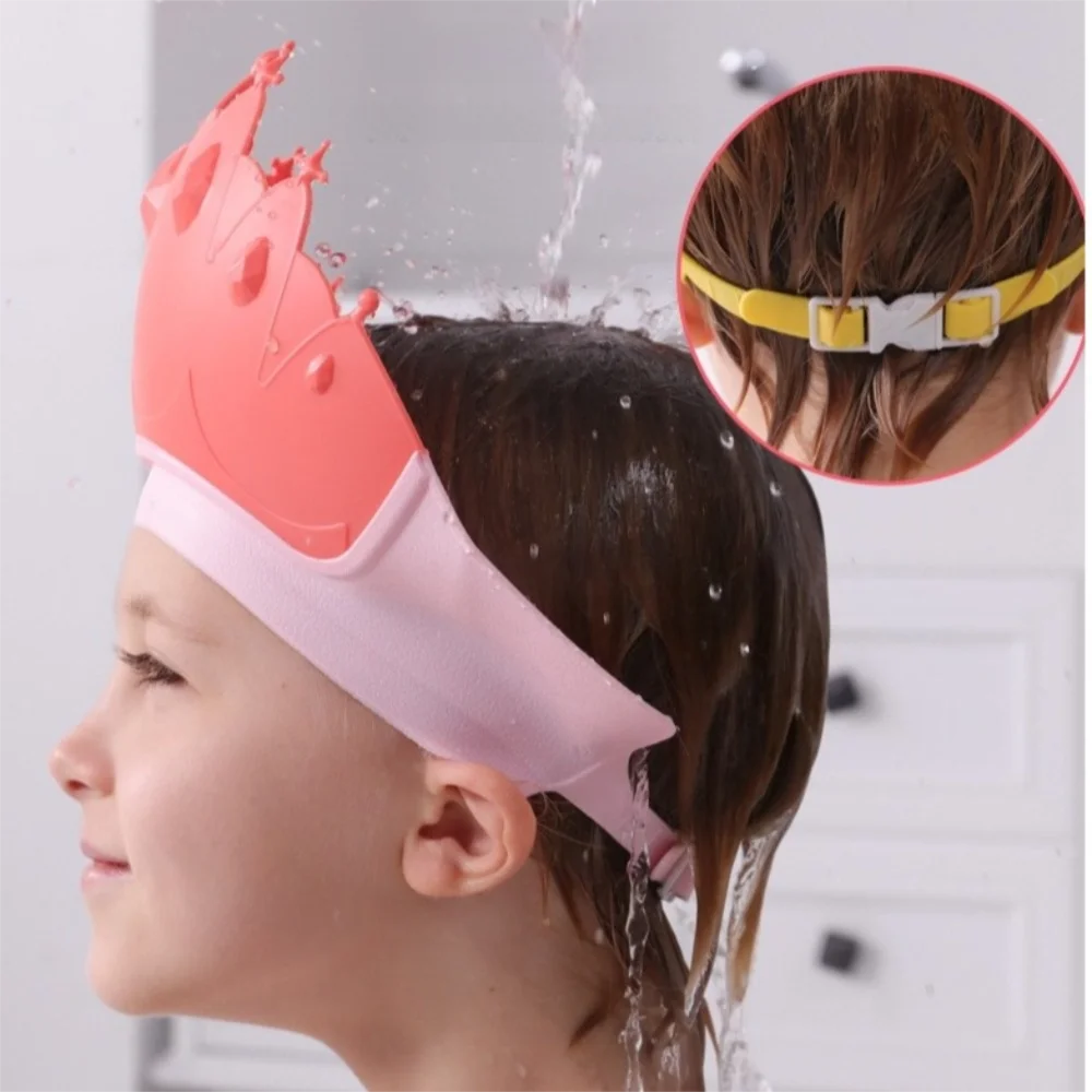 Ear Protection Kids Shower Cap Hair Shield Elastic Band Shower Protect Head Cover Adjustable Soft Hair Wash Hat Baby Care