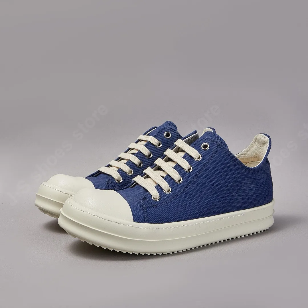 

RO Brand Ricks Men Shoe Women Sneakers Blue Canvas Low Top Shoe Casual Owens Sneaker Thick Sole Lace Up Luxury Owen Flat Shoes