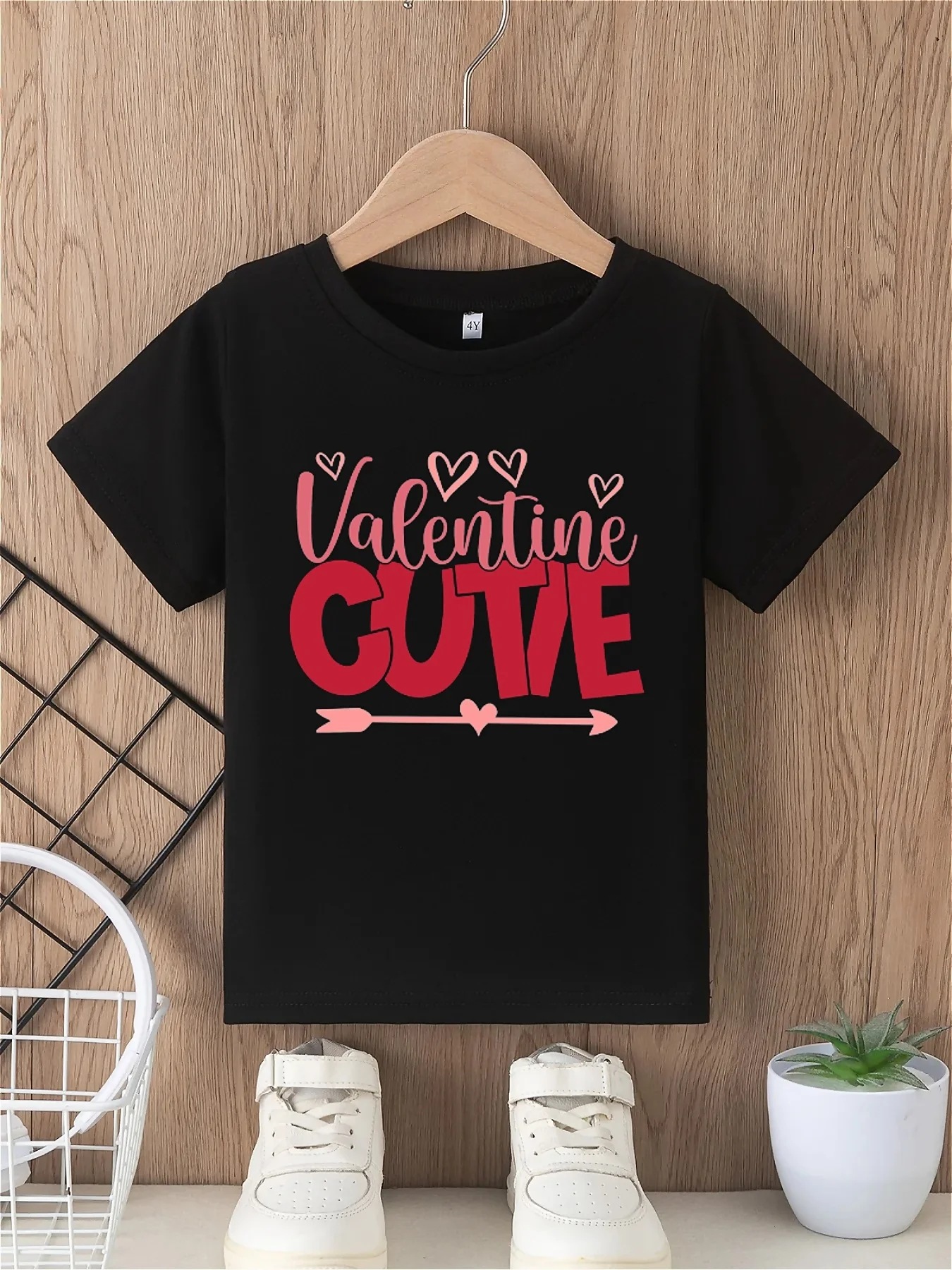 Valentine's Day Girls' T-shirt Valentine Cute Letter Print Love Pattern Print Versatile Comfortable Round Neck Short Sleeve Top