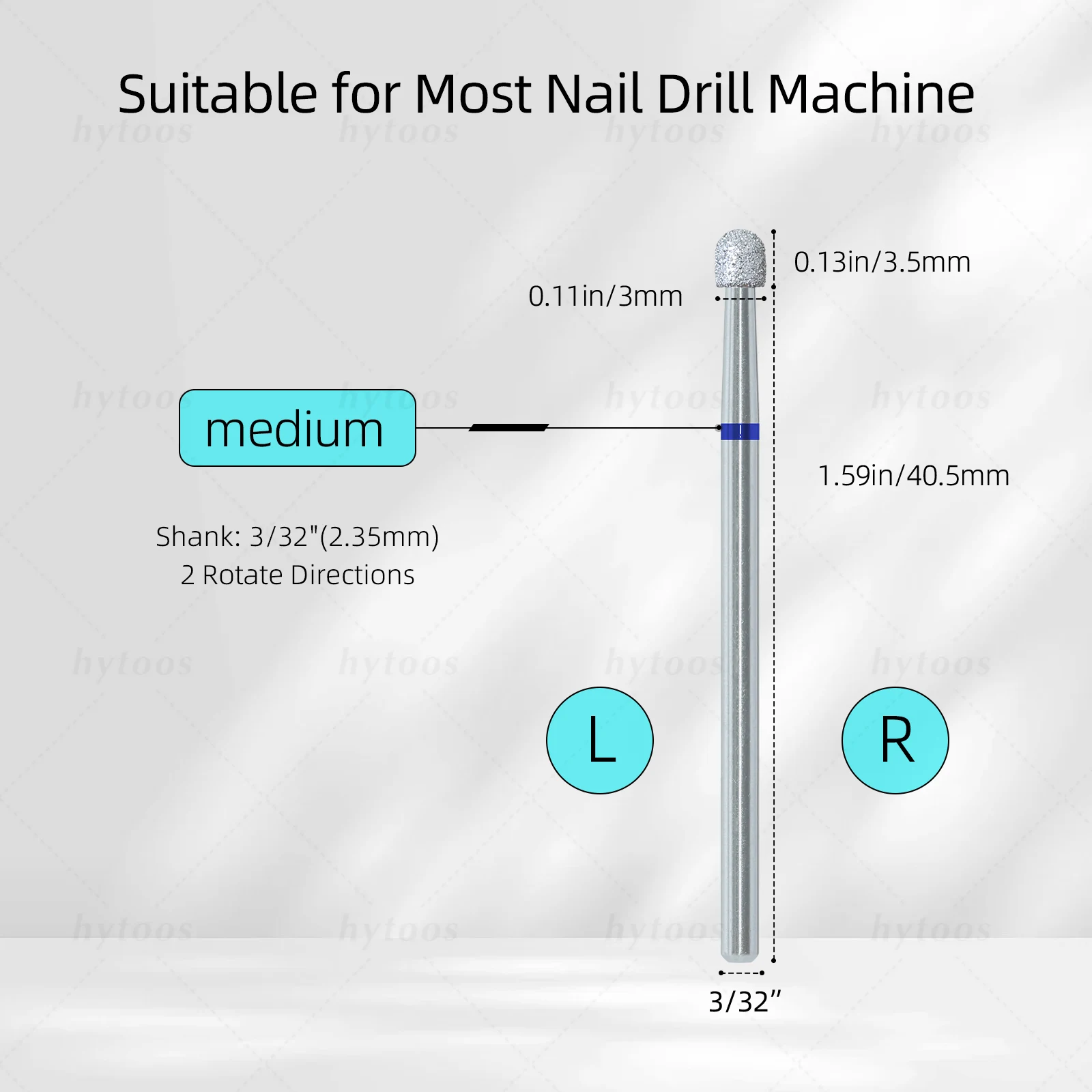 HYTOOS เห็ดเพชรเจาะเล็บ Bits Chrome Pro รัสเซีย Cuticle Bit สําหรับเจาะเล็บ Dead Skin ทําความสะอาดเล็บ Pre-Treatment เครื่องมือ