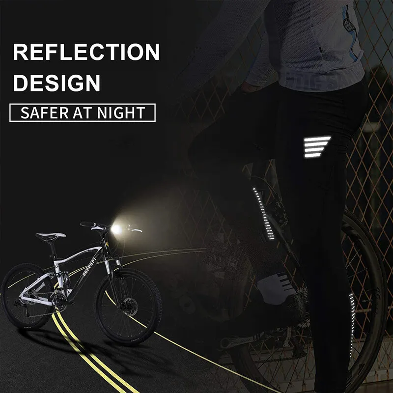 Santic Cycling Pants Men Summer Bicycle Long Pants Cushion MTB Ride Bike Trousers Outdoor Sports Reflective