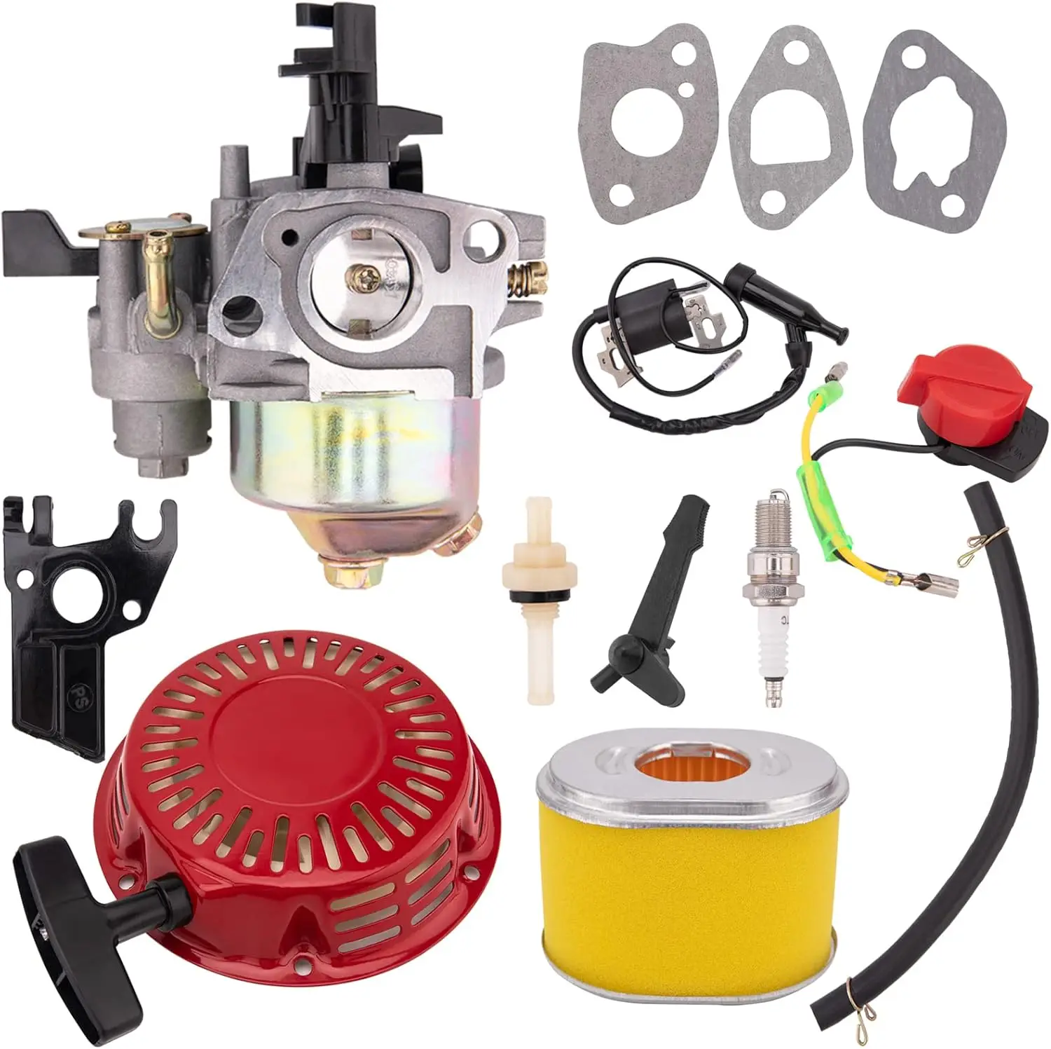 compatible Honda GX120-GX200 5-6.5HP Engine GX160 Carb Kit | Recoil Ignition Coil Air Filter