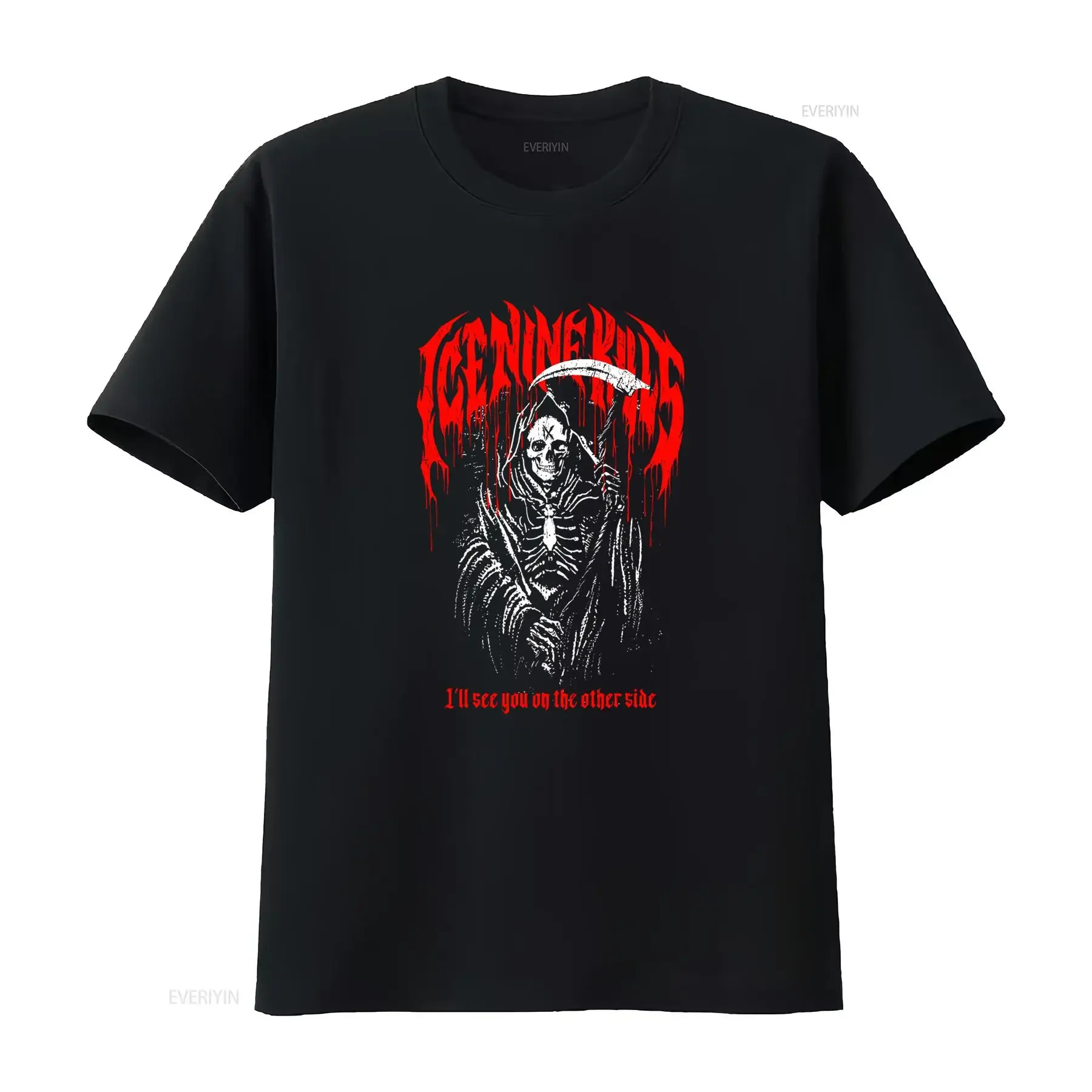 Gothic Death Metal Grim Reaper Skull Sickle Print Cool Casual T Shirt vintage Washed Comfortable homme Breathable