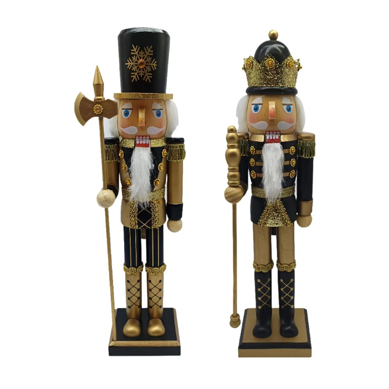 Wood Nutcracker Figurine Statue Ornament for Festive Party Christmas Tree