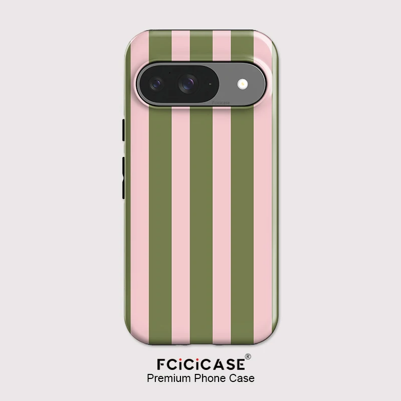 Fcicicase – Coque PC + TPU pour Google Pixel 10 Pro XL 10A 9 8 7A 5A, pour charge sans fil Magsafe, Coque de protection à rayures colorées