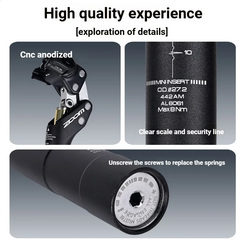 ZOOM دراجة تعليق Seatpost 27.2 30.9 31.6 امتصاص الصدمات مقعد للدراجة الطريق الجبلية أربعة وصلات مقعد دراجة أنبوب 27.2