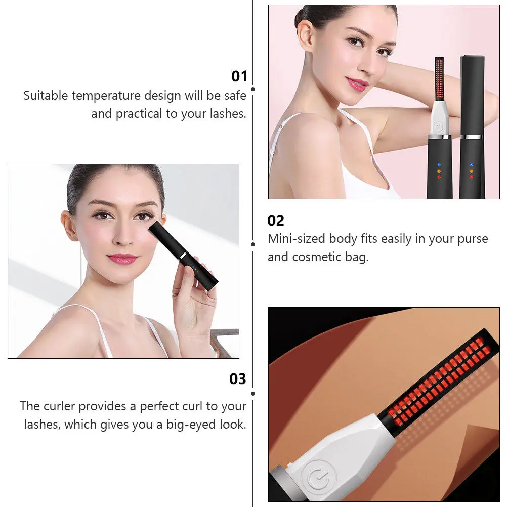 1Pcs Electric Headed Eyelash Curler Safe Temperature Design Mini Size Fits Purse Bag for Women Long-Lasting Curl