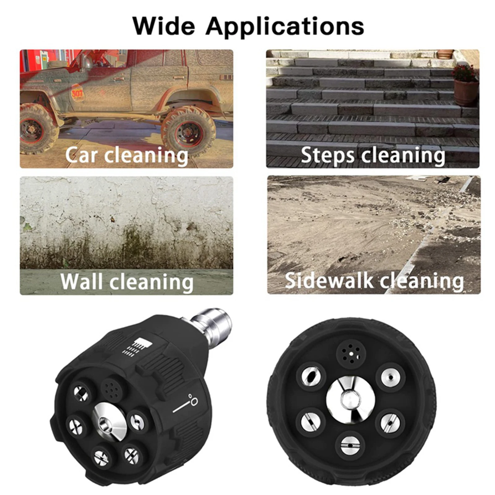 6 IN 1 Universal 4000Psi High Pressure Washer Spray Nozzle 0 15 25 40 Degree Rotation Watering Rinse Soap Nozzle Tip Garden Tool
