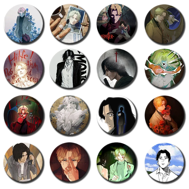 Pin de botón suave de anime Monster, Johan Liebert, Tenma Kenzo, broches de manga, insignias, accesorios decorativos para bolsos, regalos para fans, coleccionistas y amigos