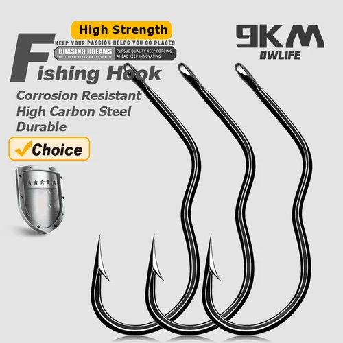 9KM 50 ~ 200 Uds anzuelo de pesca con tapa automática gancho de carpa acero rico en carbono con púas afiladas con ojo