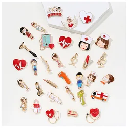 New Creative Cute Medical Theme Brooch Pin Exquisite Enamel Metal Brooch Nurse Doctor Stethoscope Ambulance Shape Lapel Badge