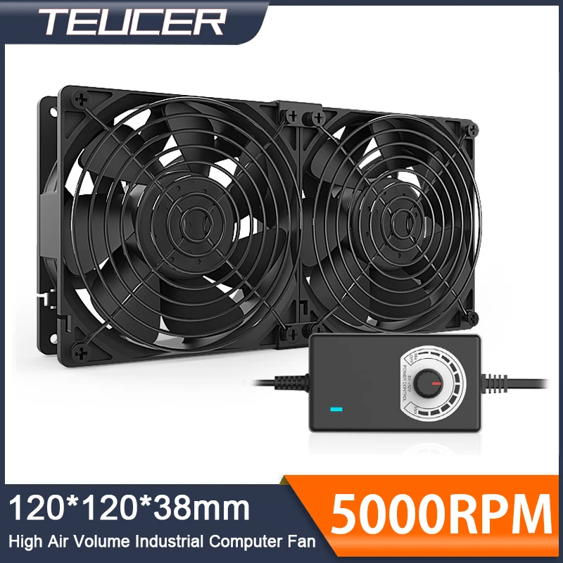 TEUCER T-12038 آلة استخراج المعادن قضية مروحة 5000RPM المشجعين التبريد العنيف مع امدادات الطاقة ل Btc آلة استخراج المعادن محطة