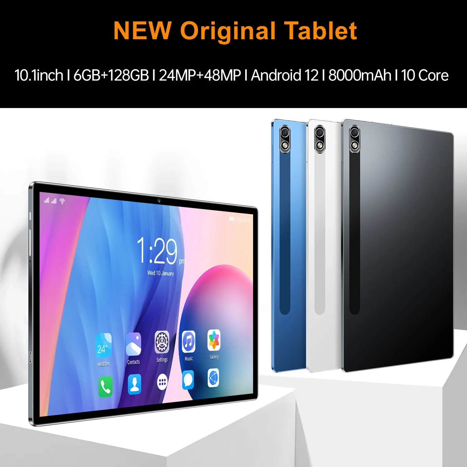 Andriod-أندرويد لوحة لوحية ، MTK 6797 عشاري النواة ، 12GB ، 512GB ، 8000mAh ، 10.1 "، عرض ، أندرويد ، كاميرا 48MP ، WPS ، 5G ، واي فاي ، عرض عالمي