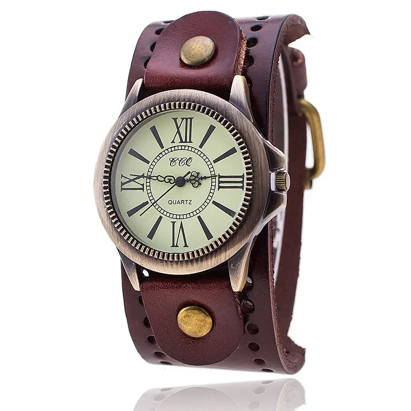 Retro Classic Men's Clock Cowhide Leather Bracelet Watch Roman Literal Woman Quartz Wristwatch Relogio Masculino Dropshipping